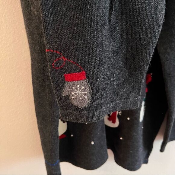 Crazy Horse Sweater Cardigan Snowmen Size 2X Zip Front Pearl Accents Gray - Picture 3 of 8